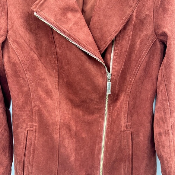 NWT 4/6 CHICOS Elongated Rich mahogany faux suede mature sophisticated jacket - Picture 8 of 14